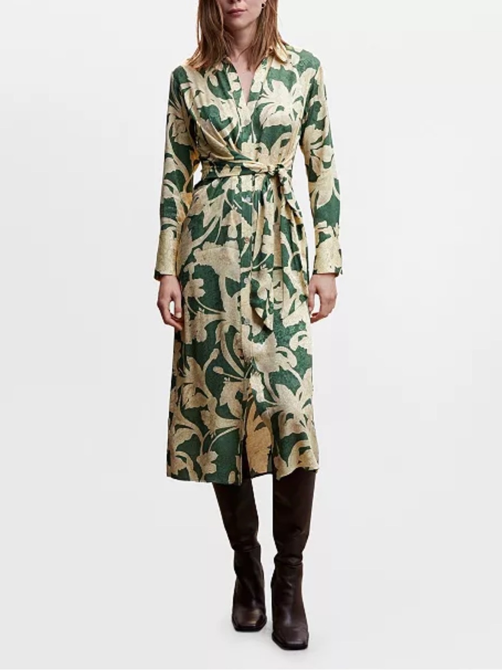 MANGO Floral Jacquard Dress